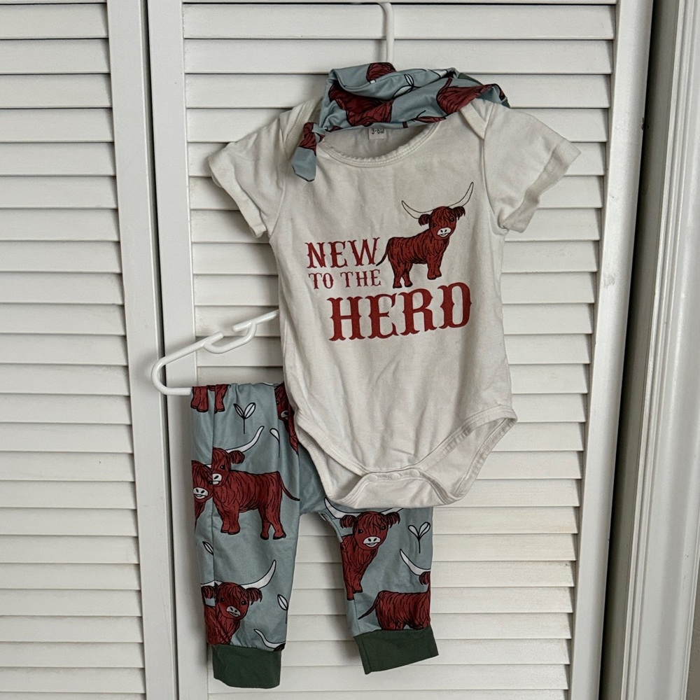 Adorable Baby Outfit with Highland Cow Print